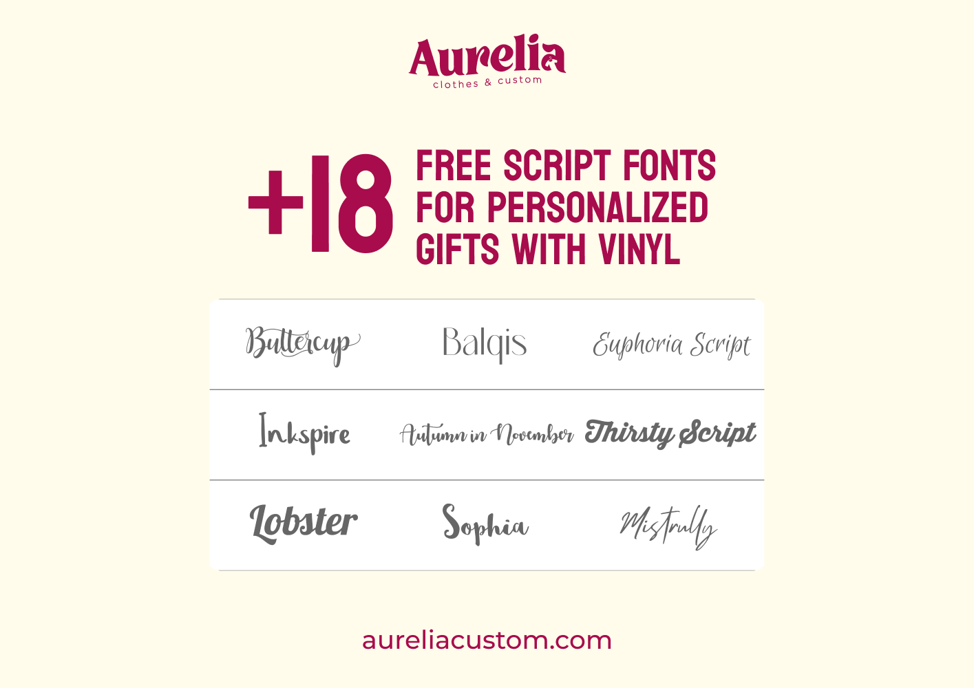 +18 FREE Script Fonts for Personalized Gifts with Vinyl